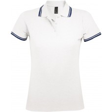 Рубашка поло женская PASADENA WOMEN 200 с контрастной отделкой, белая с синим